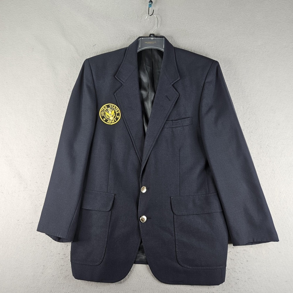 Hardwick Blazer Mens Large Blue United States Army Patch Two Button Sport Coat